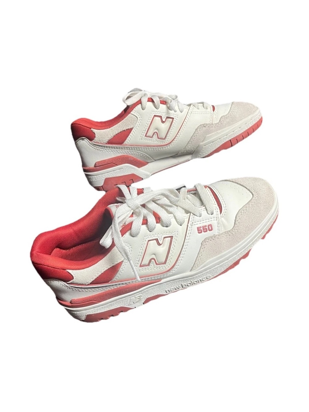 New Balance Kids 550 Sneakers in White and Coral